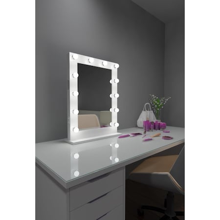 Perfectpillows 24 x 32 in. Marilyn Hollywood Mirror with LED Bulbs White PE3144205